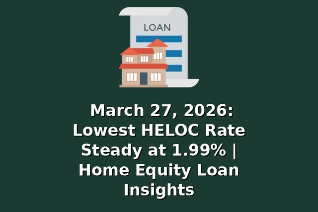 March 27, 2026: Lowest HELOC Rate Steady at 1.99% | Home Equity Loan Insights