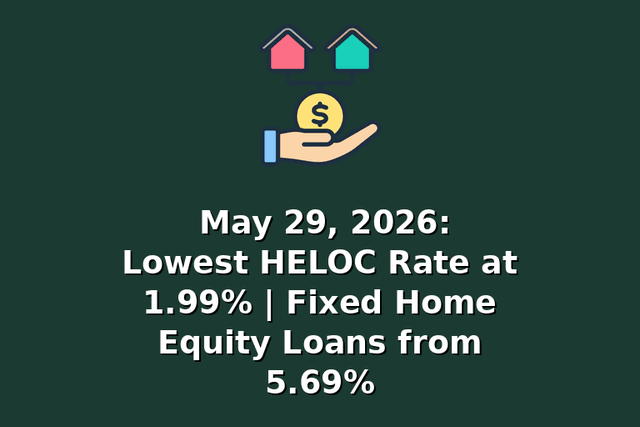 May 29, 2026: Lowest HELOC Rate at 1.99% | Fixed Home Equity Loans from 5.69%
