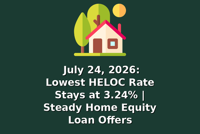 July 24, 2026: Lowest HELOC Rate Stays at 3.24% | Steady Home Equity Loan Offers