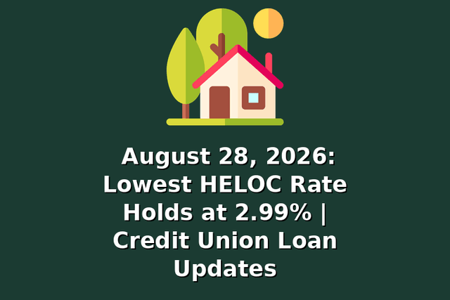 August 28, 2026: Lowest HELOC Rate Holds at 2.99% | Credit Union Loan Updates
