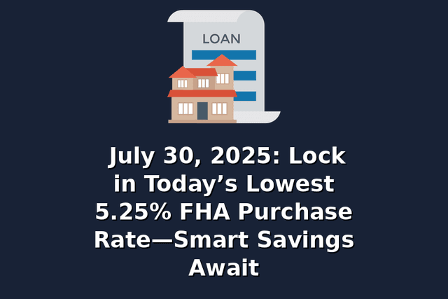 July 30, 2025: Lock in Today’s Lowest 5.25% FHA Purchase Rate—Smart Savings Await