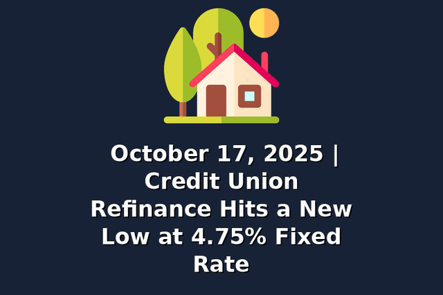 October 17, 2025 | Credit Union Refinance Hits a New Low at 4.75% Fixed Rate