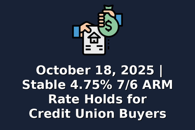 October 18, 2025 | Stable 4.75% 7/6 ARM Rate Holds for Credit Union Buyers