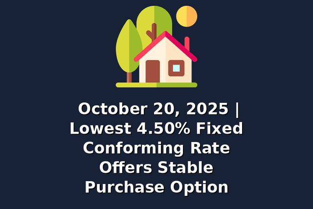October 20, 2025 | Lowest 4.50% Fixed Conforming Rate Offers Stable Purchase Option