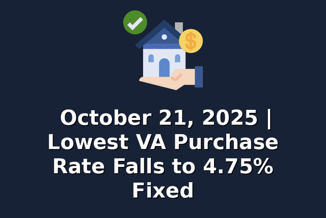 October 21, 2025 | Lowest VA Purchase Rate Falls to 4.75% Fixed