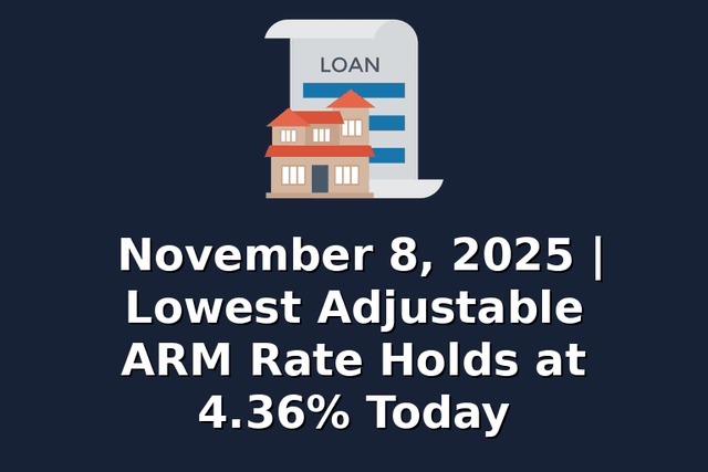 November 8, 2025 | Lowest Adjustable ARM Rate Holds at 4.36% Today