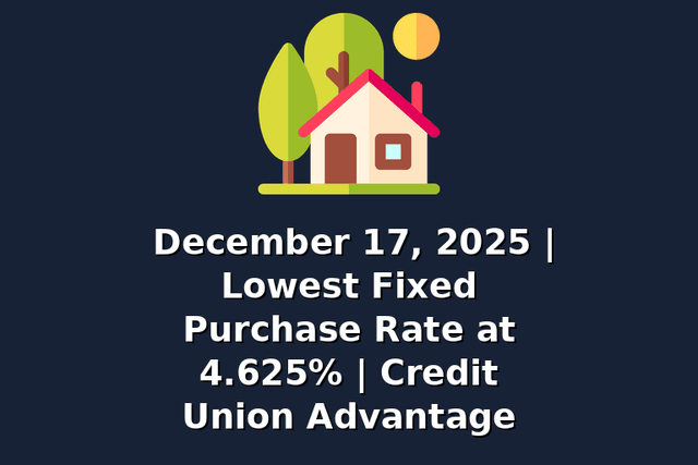 December 17, 2025 | Lowest Fixed Purchase Rate at 4.625% | Credit Union Advantage
