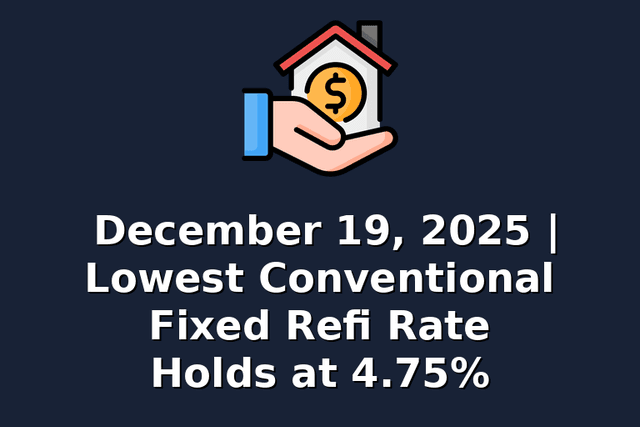 December 19, 2025 | Lowest Conventional Fixed Refi Rate Holds at 4.75%