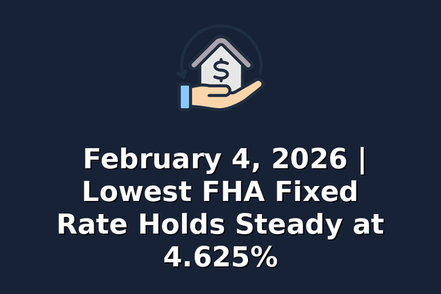 February 4, 2026 | Lowest FHA Fixed Rate Holds Steady at 4.625%