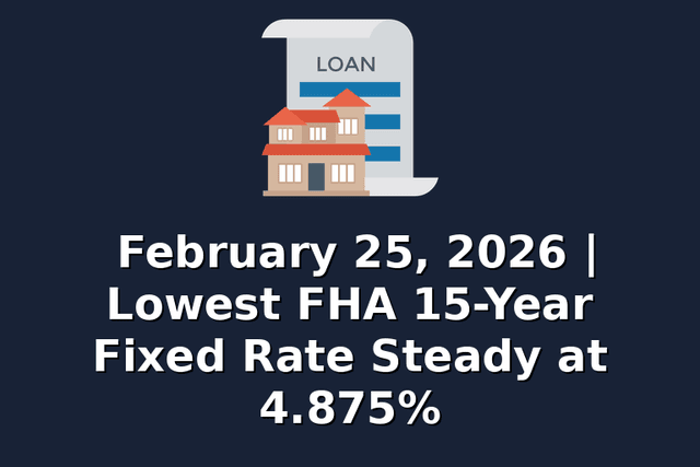 February 25, 2026 | Lowest FHA 15-Year Fixed Rate Steady at 4.875%