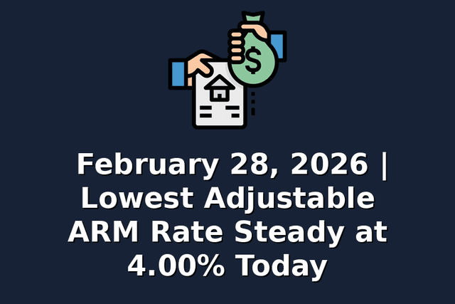 February 28, 2026 | Lowest Adjustable ARM Rate Steady at 4.00% Today