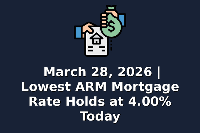 March 28, 2026 | Lowest ARM Mortgage Rate Holds at 4.00% Today