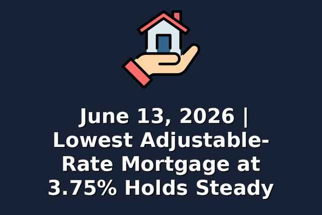 June 13, 2026 | Lowest Adjustable-Rate Mortgage at 3.75% Holds Steady