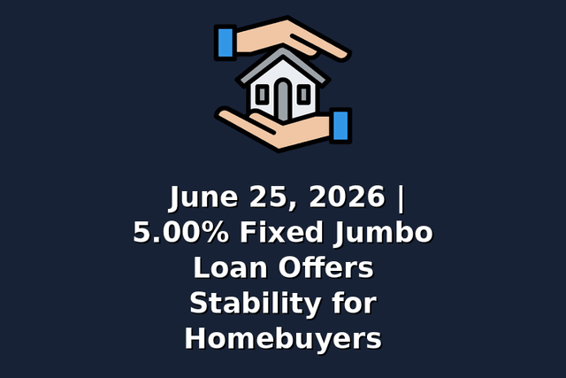 June 25, 2026 | 5.00% Fixed Jumbo Loan Offers Stability for Homebuyers
