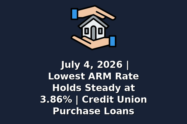 July 4, 2026 | Lowest ARM Rate Holds Steady at 3.86% | Credit Union Purchase Loans