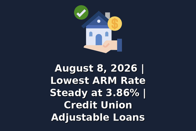 August 8, 2026 | Lowest ARM Rate Steady at 3.86% | Credit Union Adjustable Loans