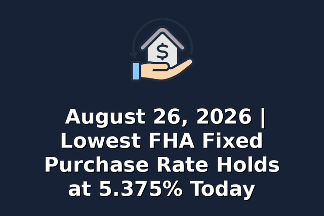 August 26, 2026 | Lowest FHA Fixed Purchase Rate Holds at 5.375% Today