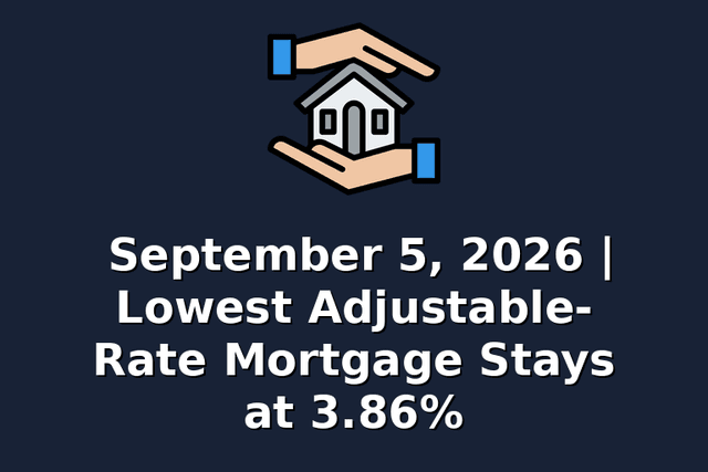 September 5, 2026 | Lowest Adjustable-Rate Mortgage Stays at 3.86%