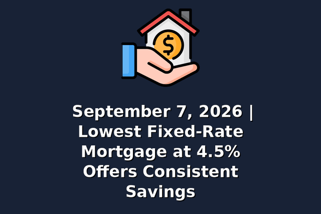 September 7, 2026 | Lowest Fixed-Rate Mortgage at 4.5% Offers Consistent Savings