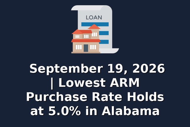 September 19, 2026 | Lowest ARM Purchase Rate Holds at 5.0% in Alabama