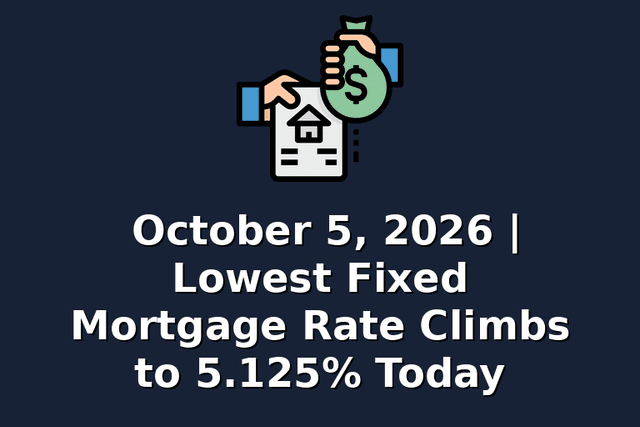 October 5, 2026 | Lowest Fixed Mortgage Rate Climbs to 5.125% Today