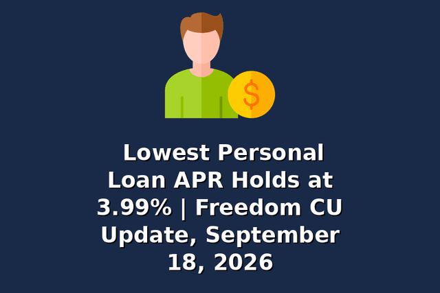 Lowest Personal Loan APR Holds at 3.99% | Freedom CU Update, September 18, 2026