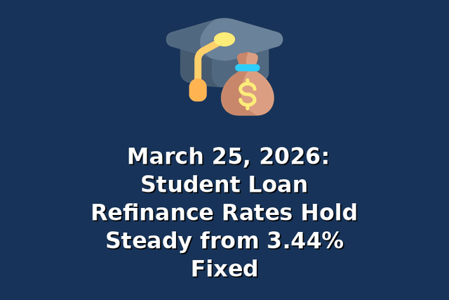 March 25, 2026: Student Loan Refinance Rates Hold Steady from 3.44% Fixed