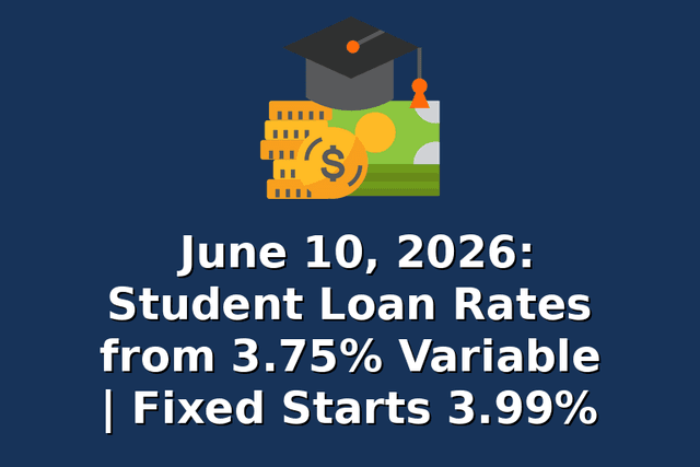 June 10, 2026: Student Loan Rates from 3.75% Variable | Fixed Starts 3.99%