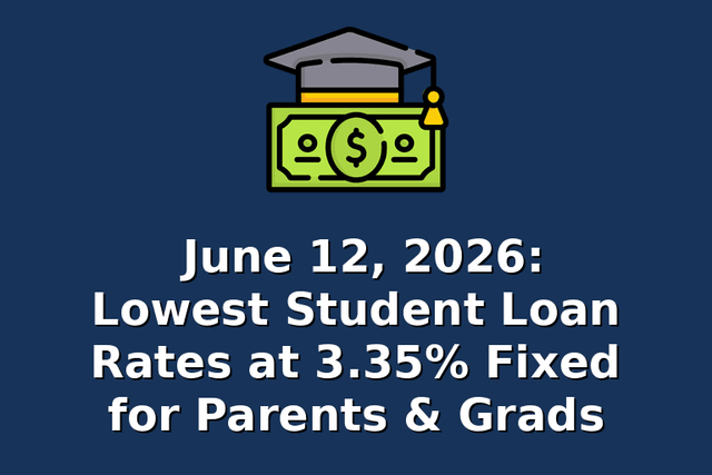 June 12, 2026: Lowest Student Loan Rates at 3.35% Fixed for Parents & Grads