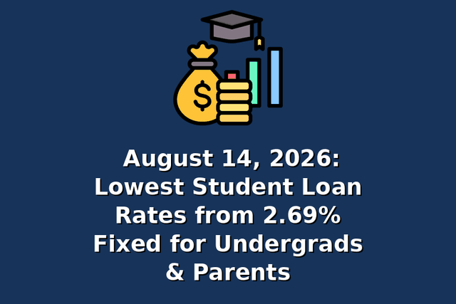 August 14, 2026: Lowest Student Loan Rates from 2.69% Fixed for Undergrads & Parents