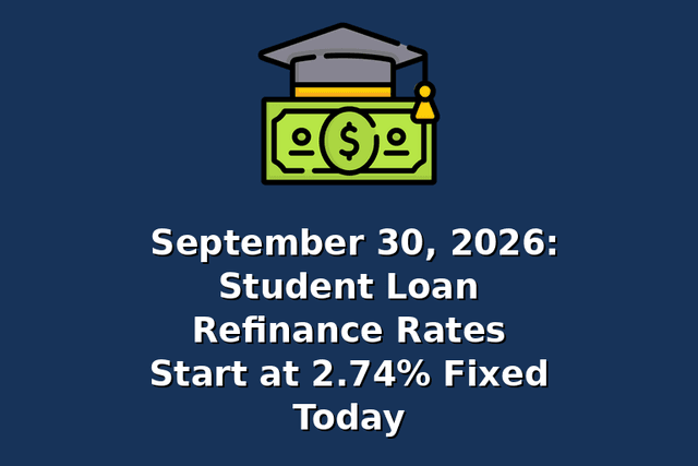 September 30, 2026: Student Loan Refinance Rates Start at 2.74% Fixed Today