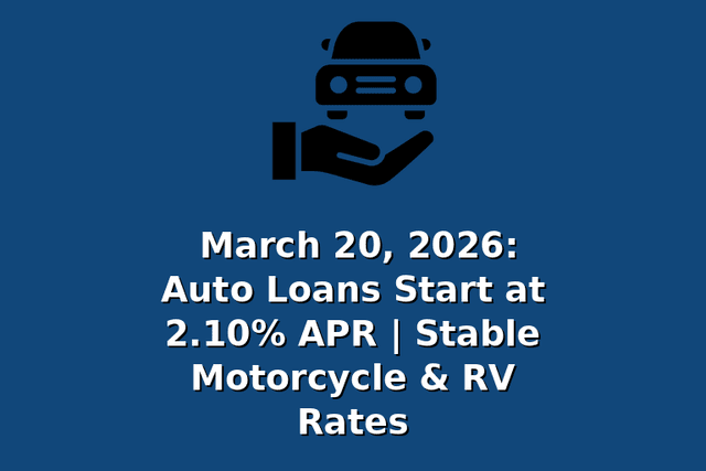 March 20, 2026: Auto Loans Start at 2.10% APR | Stable Motorcycle & RV Rates