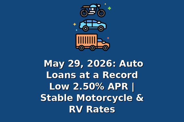 May 29, 2026: Auto Loans at a Record Low 2.50% APR | Stable Motorcycle & RV Rates