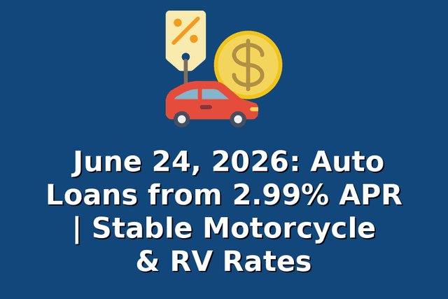 June 24, 2026: Auto Loans from 2.99% APR | Stable Motorcycle & RV Rates