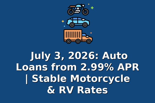 July 3, 2026: Auto Loans from 2.99% APR | Stable Motorcycle & RV Rates