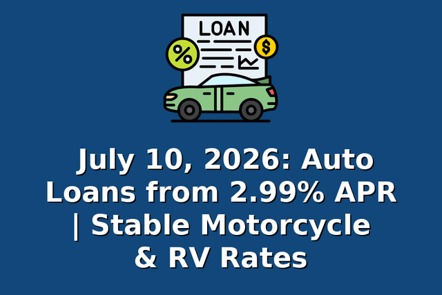 July 10, 2026: Auto Loans from 2.99% APR | Stable Motorcycle & RV Rates